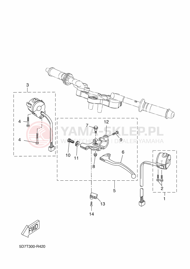 Schemat "Kierownica i osprzęt" do Yamaha YZF-R125