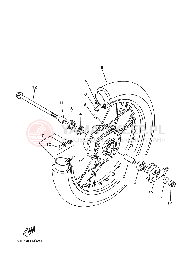 Schemat "Koło przód" do Yamaha AL115C MIO