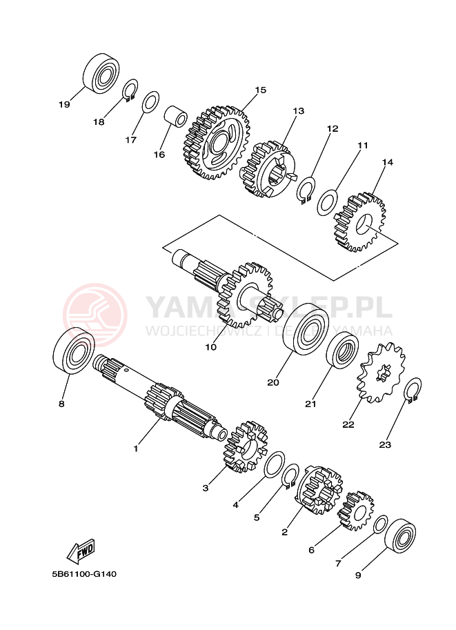 Schemat "Skrzynia biegów " do Yamaha TT-R110E