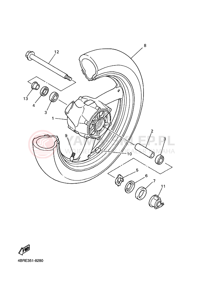 Schemat "Koło przód" do Yamaha XJ600N