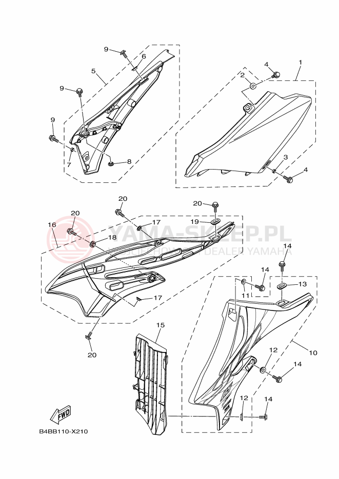 Schemat "Pokrywa boczna" do Yamaha YZ85