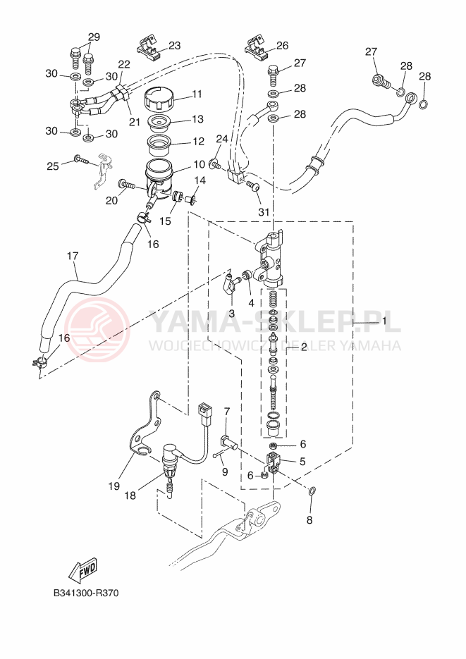 Schemat "Pompa hamulcowa tył" do Yamaha XSR700