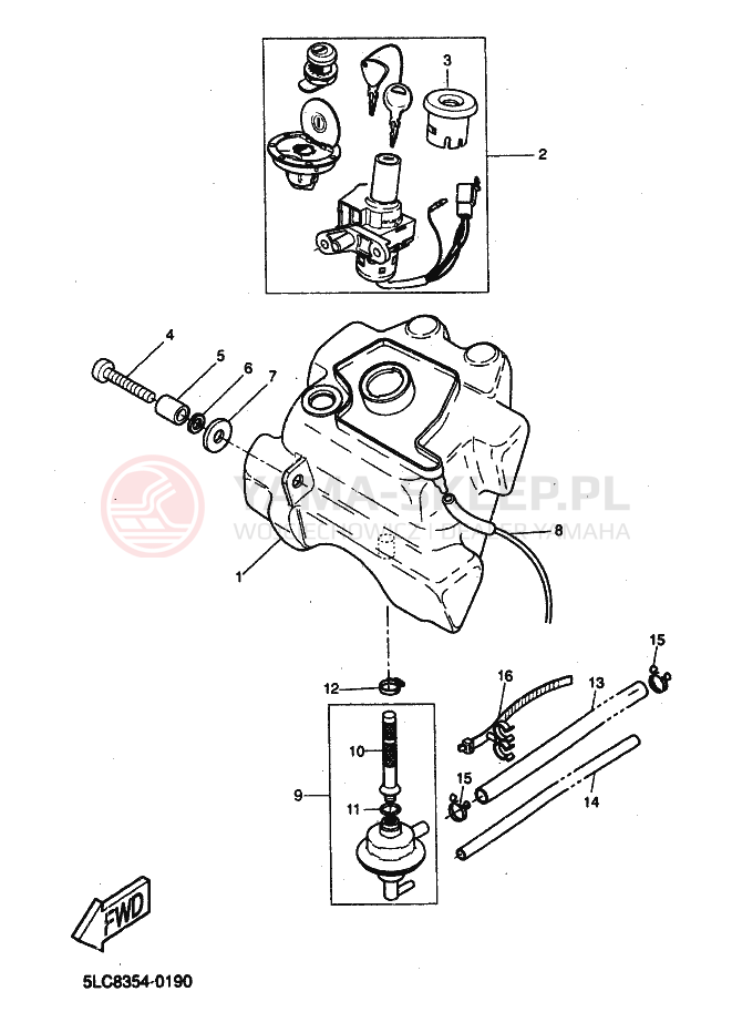 Schemat "zbiornik paliwa" do Yamaha YQ50L