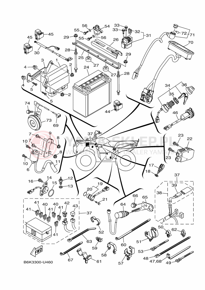 Schemat "układ elektryczny" do Yamaha KODIAK 700