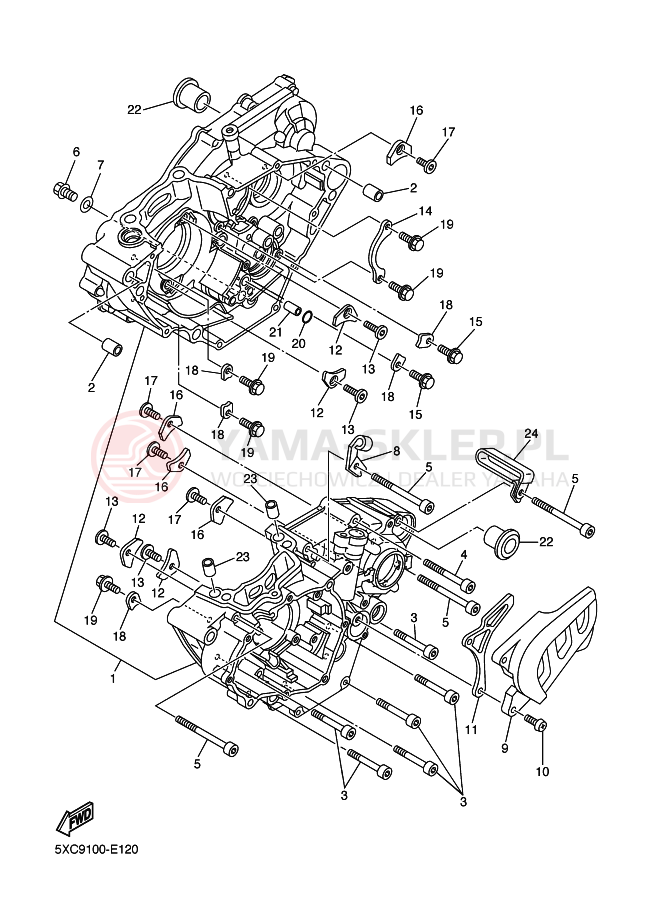 Schemat "Obudowa silnika" do Yamaha YZ250F