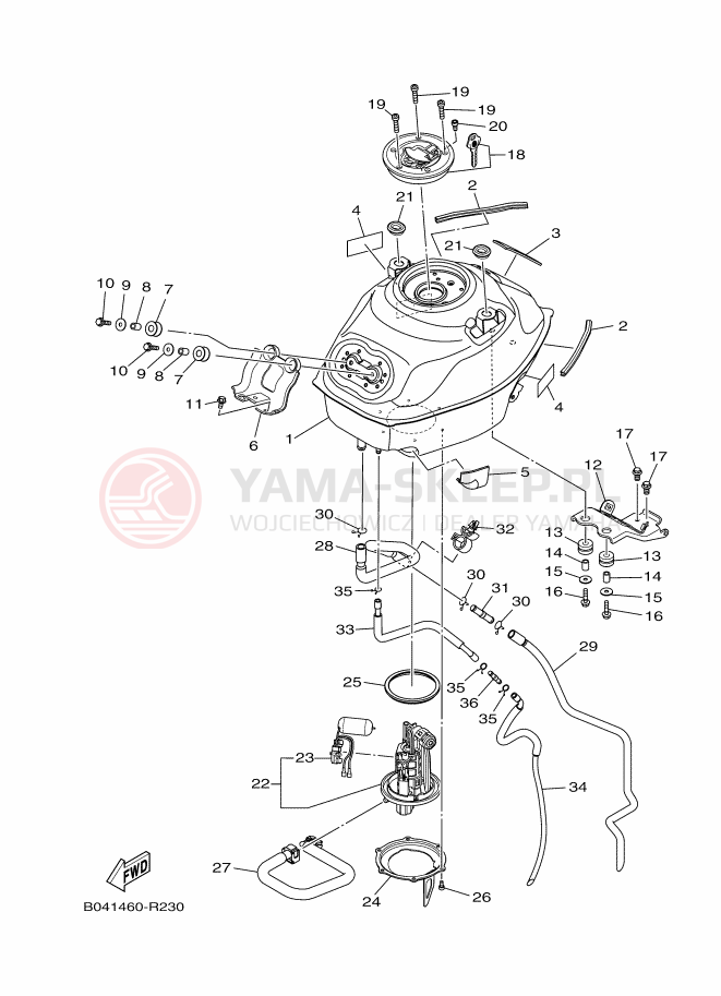 Schemat "zbiornik paliwa" do Yamaha MT-250