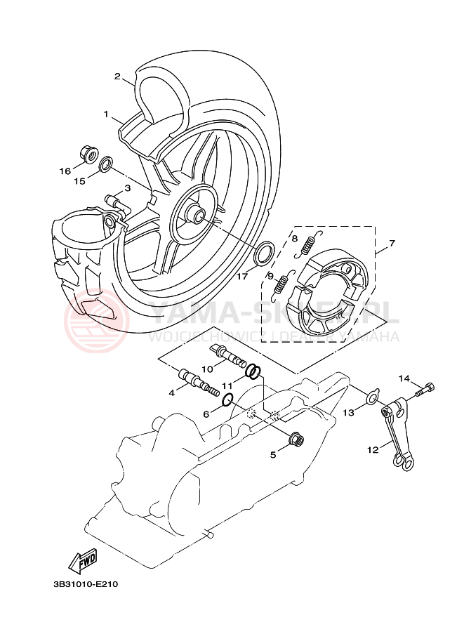 Schemat "Koło tył" do Yamaha BOOSTER X