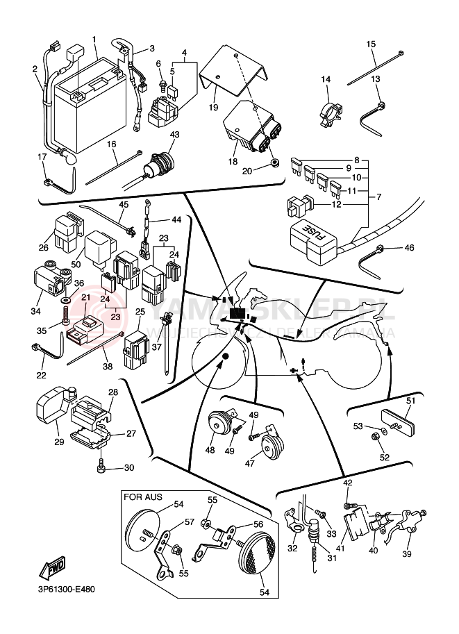 Schemat "układ elektryczny" do Yamaha FJR1300A