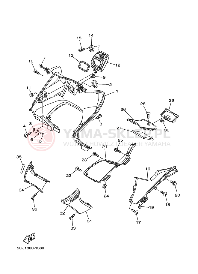 Schemat "Nadwozie przód" do Yamaha TMAX