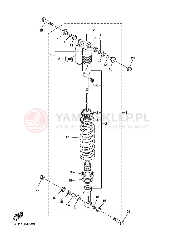 Schemat "zawieszenie tył" do Yamaha WR250F