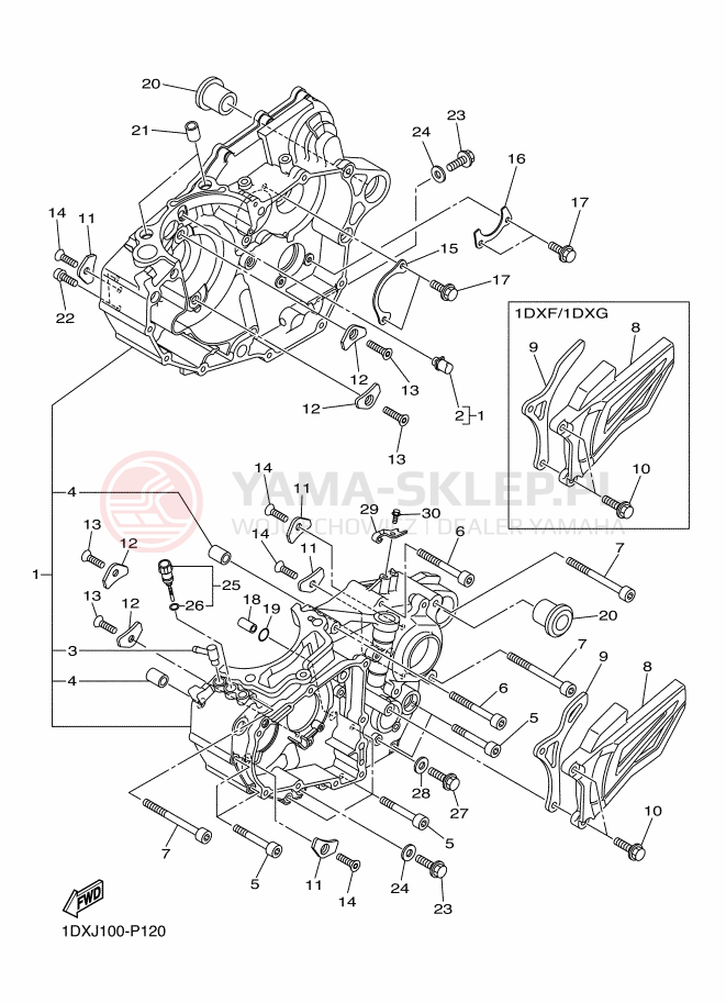 Schemat "Pokrywa silnika" do Yamaha WR450F