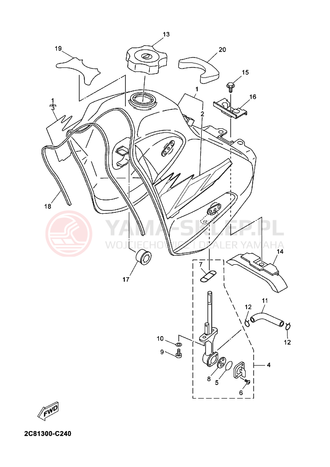 Schemat "zbiornik paliwa" do Yamaha DT125X DT 125 SM