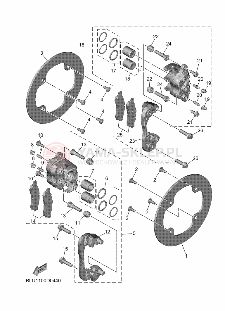 Schemat "Zacisk hamulcowy tylny" do Yamaha WOLVERINE RMAX2 1000 SE
