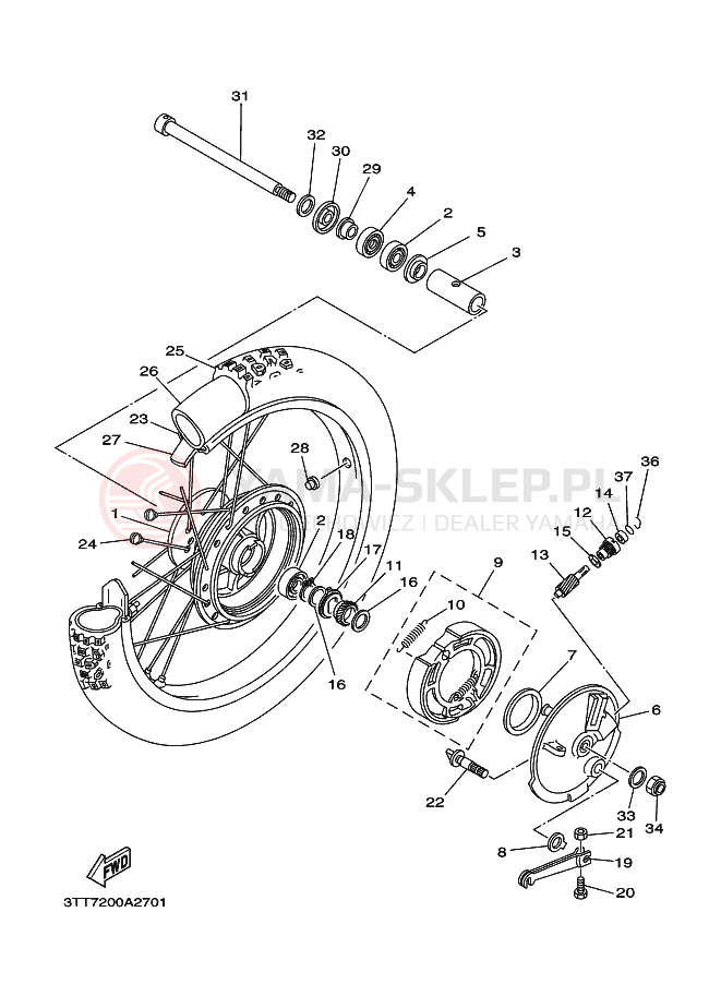 Schemat "Koło przód" do Yamaha DT125