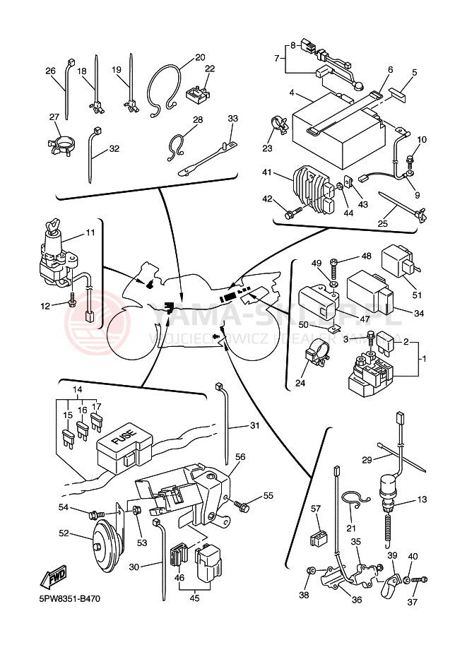 Schemat "układ elektryczny" do Yamaha YZF-R1 R1