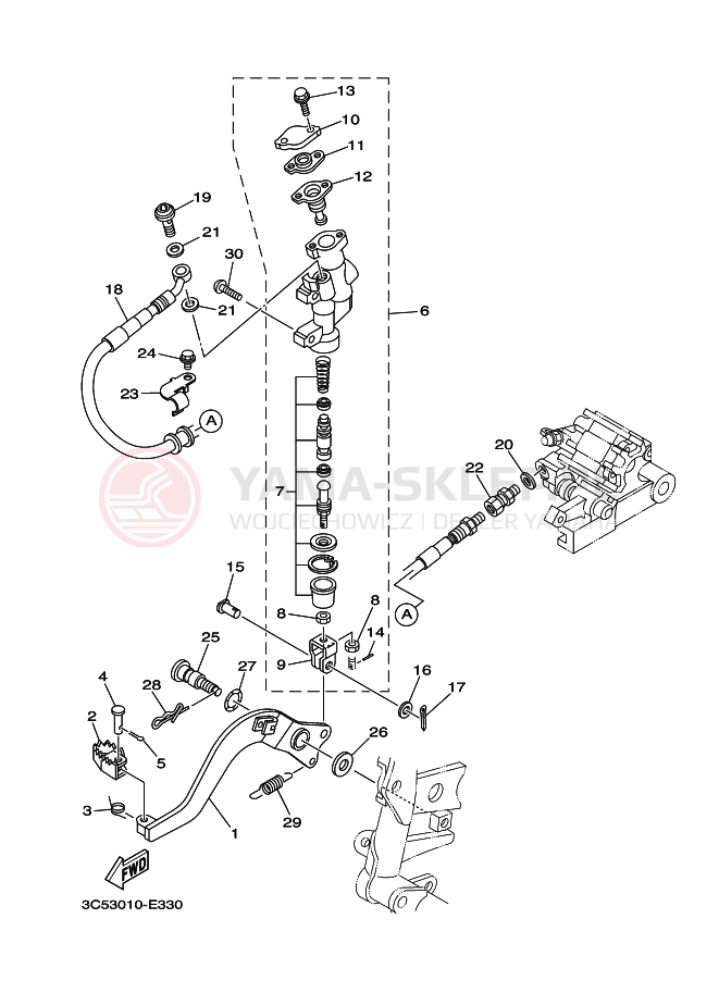 Schemat "Pompa hamulcowa tył" do Yamaha XT250