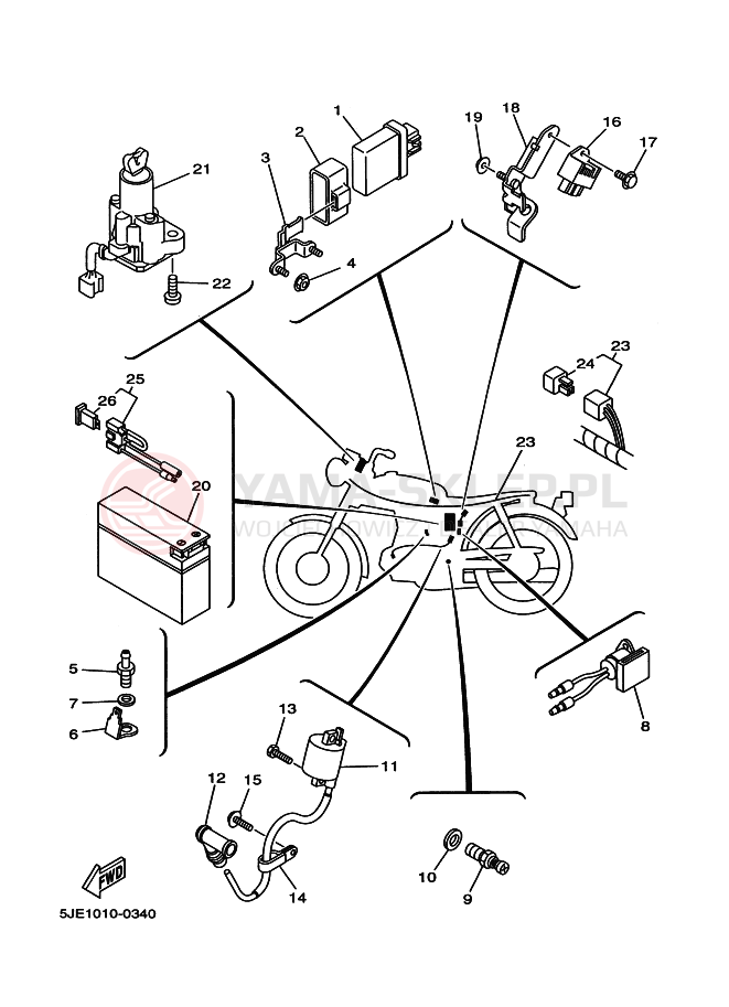 Schemat "układ elektryczny" do Yamaha YB-1 YB-1FOUR YB1-4