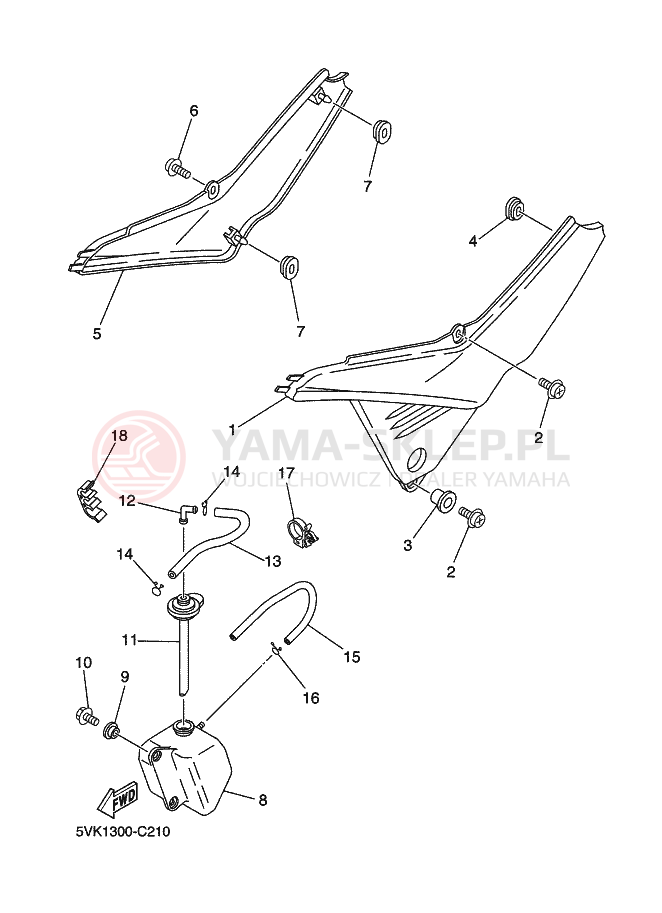 Schemat "Pokrywa boczna" do Yamaha XT660R
