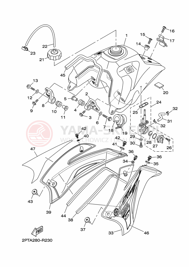 Schemat "zbiornik paliwa" do Yamaha TT-R125LWE