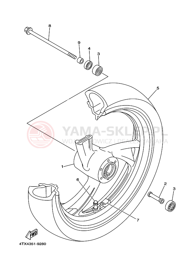 Schemat "Koło przód" do Yamaha TDM850
