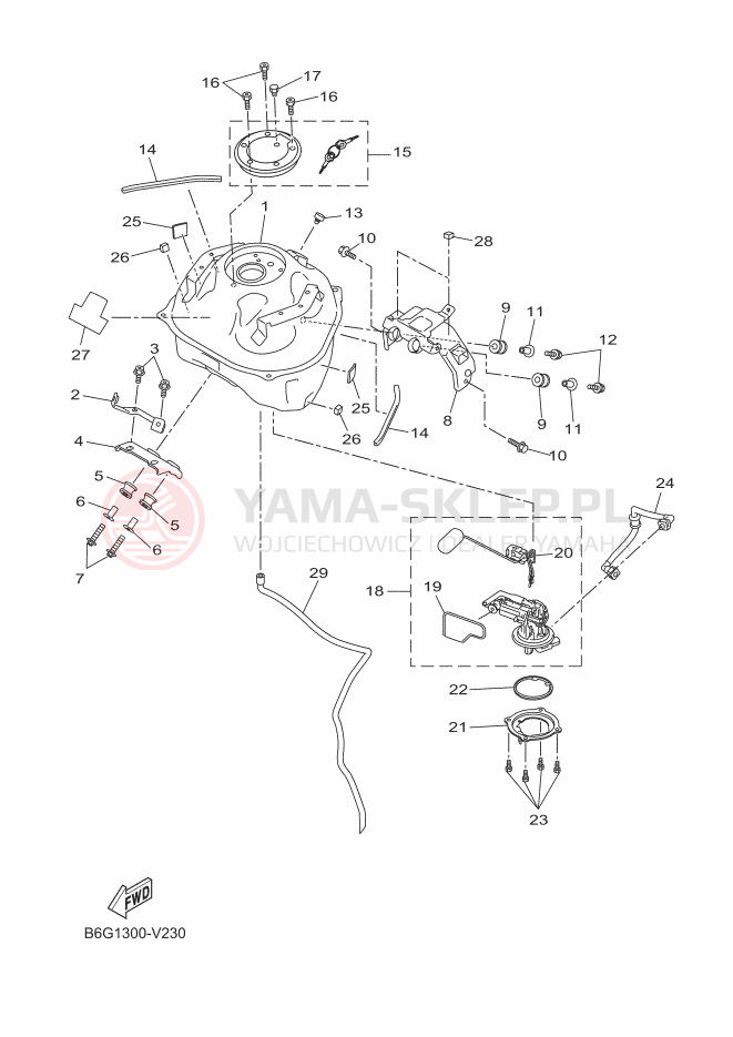 Schemat "zbiornik paliwa" do Yamaha MT-125