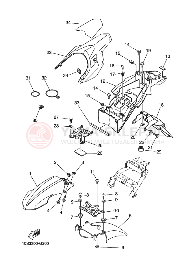 Schemat "błotnik" do Yamaha XT660X