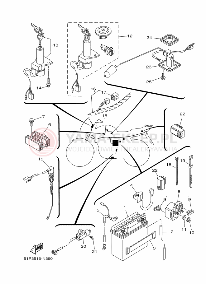 Schemat "układ elektryczny" do Yamaha YBR125ESD