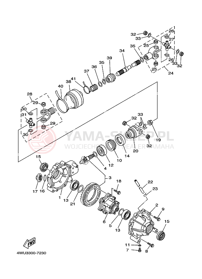 Schemat "Wał napędowy przód" do Yamaha YFM350FWB