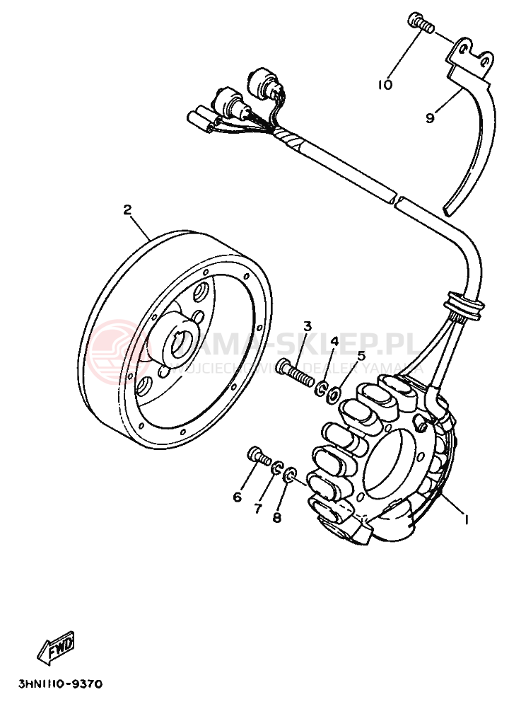 Schemat "prądnica" do Yamaha BIG BEAR 350