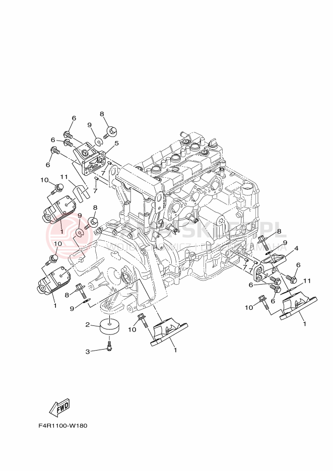 Schemat "Mocowanie silnika" do Yamaha SJ1050