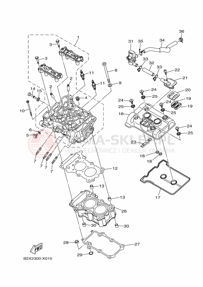 Schemat "głowica" do Yamaha R3