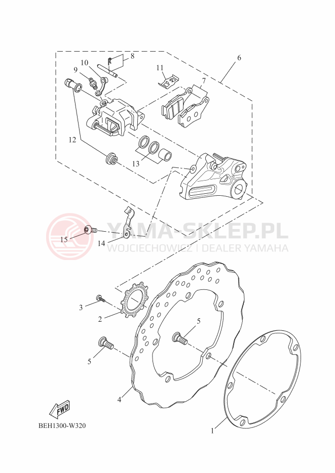 Schemat "Zacisk hamulcowy tylny" do Yamaha TENERE 700