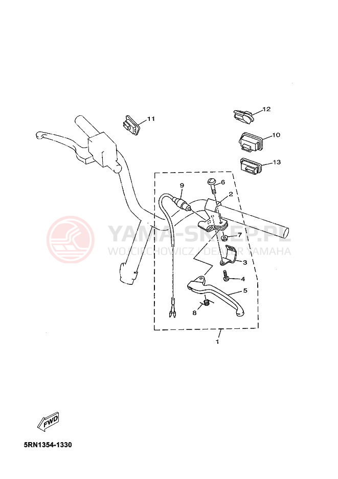 Schemat "Kierownica i osprzęt" do Yamaha NEO´S 50
