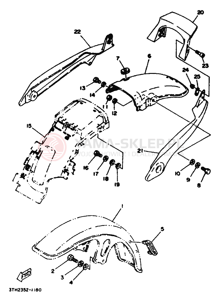 Schemat "błotnik" do Yamaha SR250