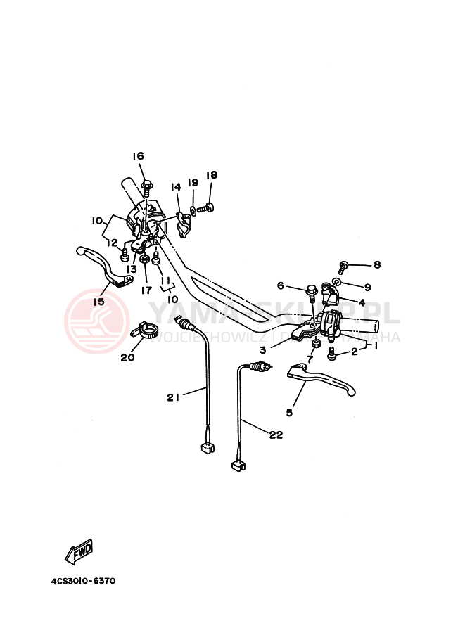 Schemat "Kierownica i osprzęt" do Yamaha TW200