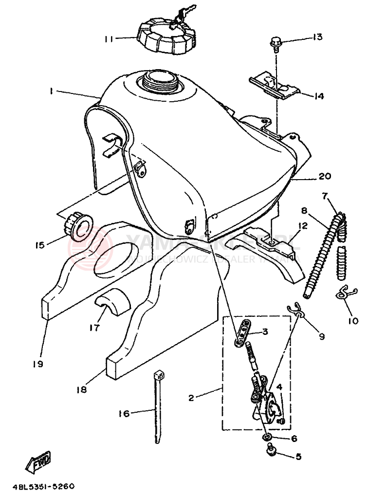 Schemat "zbiornik paliwa" do Yamaha DT125R