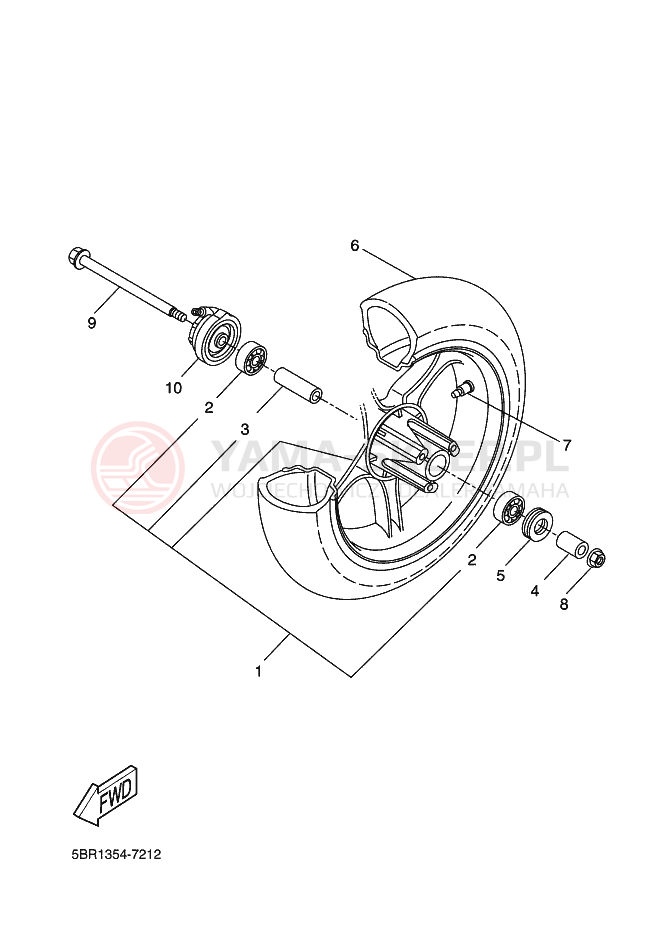 Schemat "Koło przód" do Yamaha AEROX