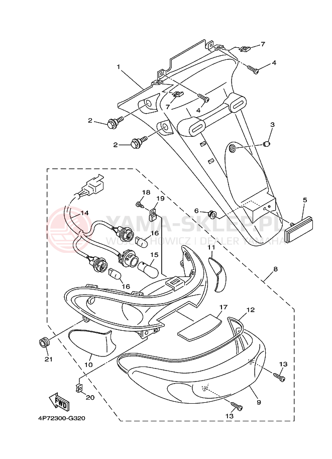 Schemat "Oświetlenie tył" do Yamaha VITY