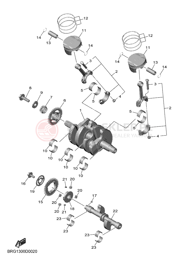 Schemat "Wał korbowy, tłok" do Yamaha MT-03