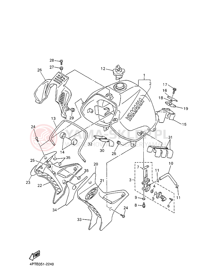 Schemat "zbiornik paliwa" do Yamaha XT500E