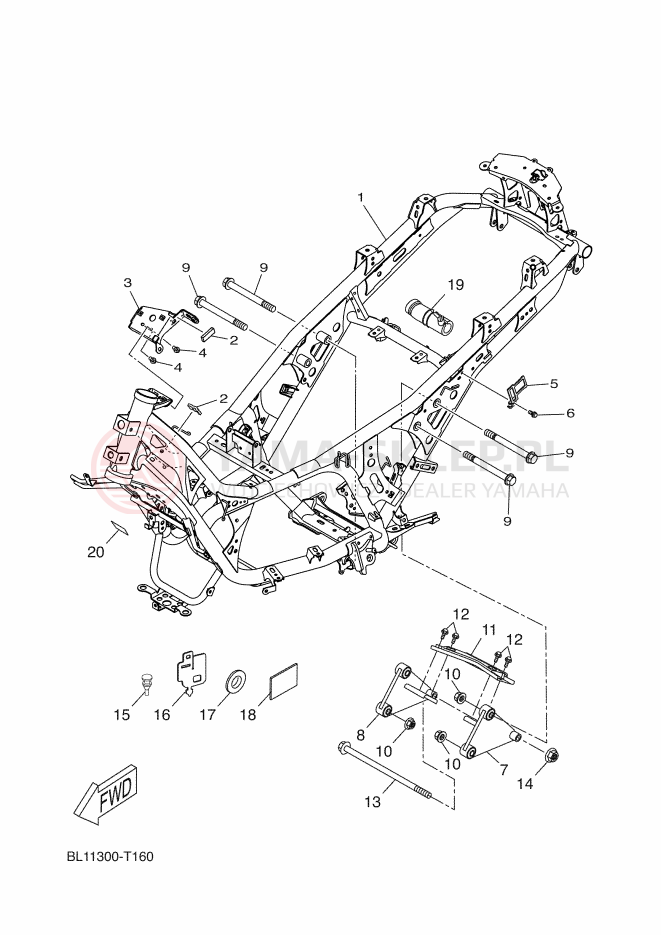 Schemat "rama" do Yamaha X-MAX 400 ABS