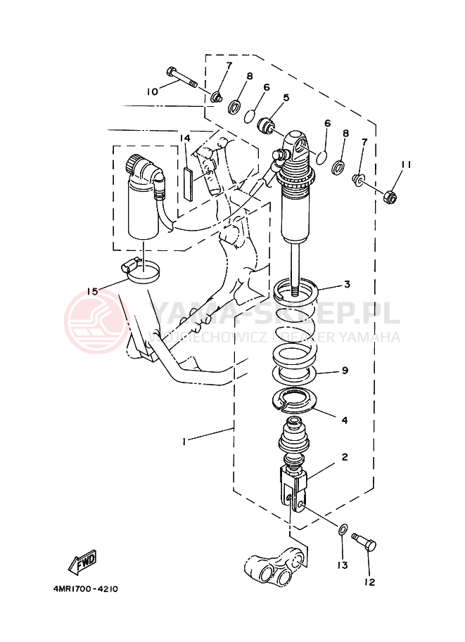Schemat "zawieszenie tył" do Yamaha TT250R TT250RS