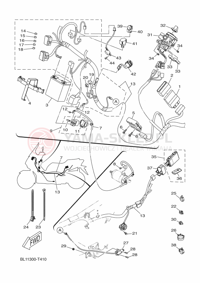 Schemat "układ elektryczny" do Yamaha XMAX 400 ABS