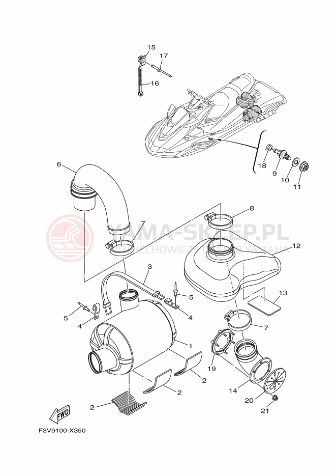 Schemat "wydech" do Yamaha FX1800H-X