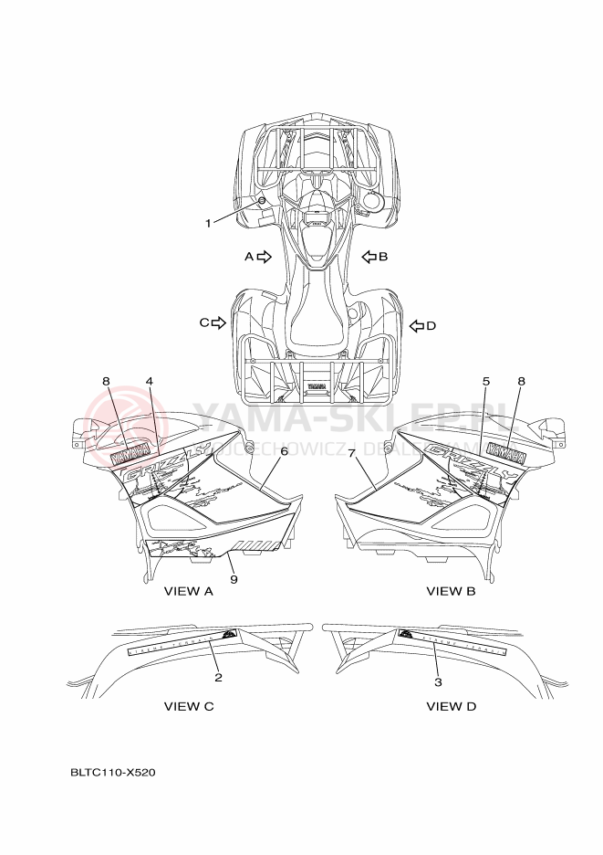 Schemat "Naklejki" do Yamaha GRIZZLY 700 EPS