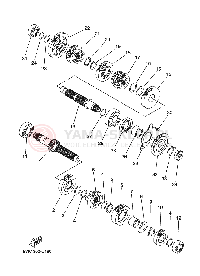 Schemat "Skrzynia biegów " do Yamaha XT660R