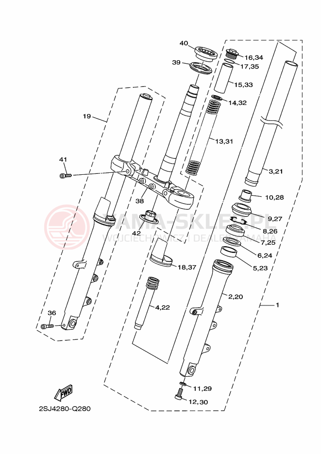 Schemat "Amortyzatory przód" do Yamaha XJ6 DIVERSION F ABS