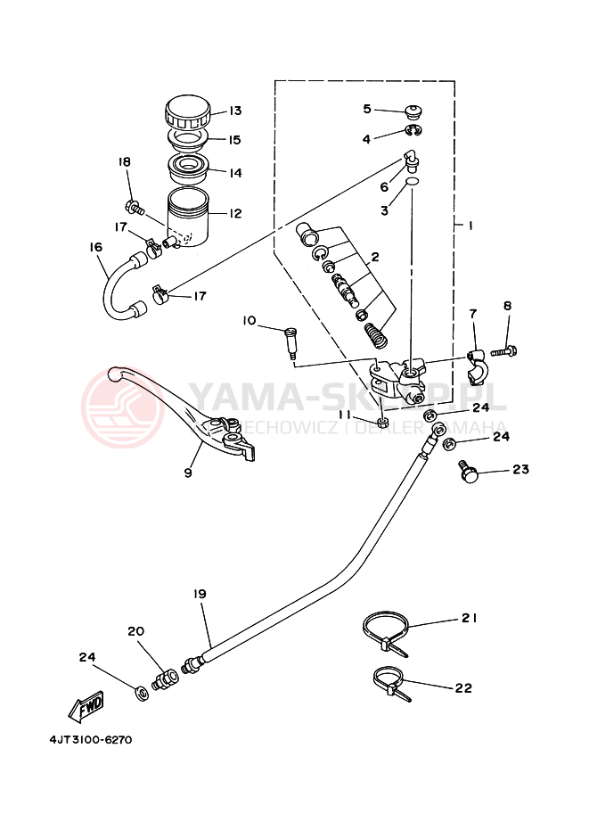 Schemat "Pompa hamulcowa przednia" do Yamaha TZ125