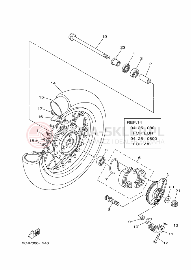 Schemat "Koło przód" do Yamaha TT-R50