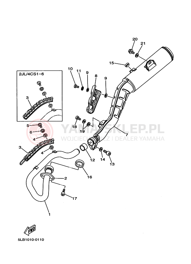 Schemat "Wydech końcowy" do Yamaha TW200